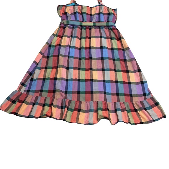 Lane Bryant Women's Plaid Print Madras Faux Wrap Boho Ruffle Midi Sundress Sz 28 - Picture 5 of 10